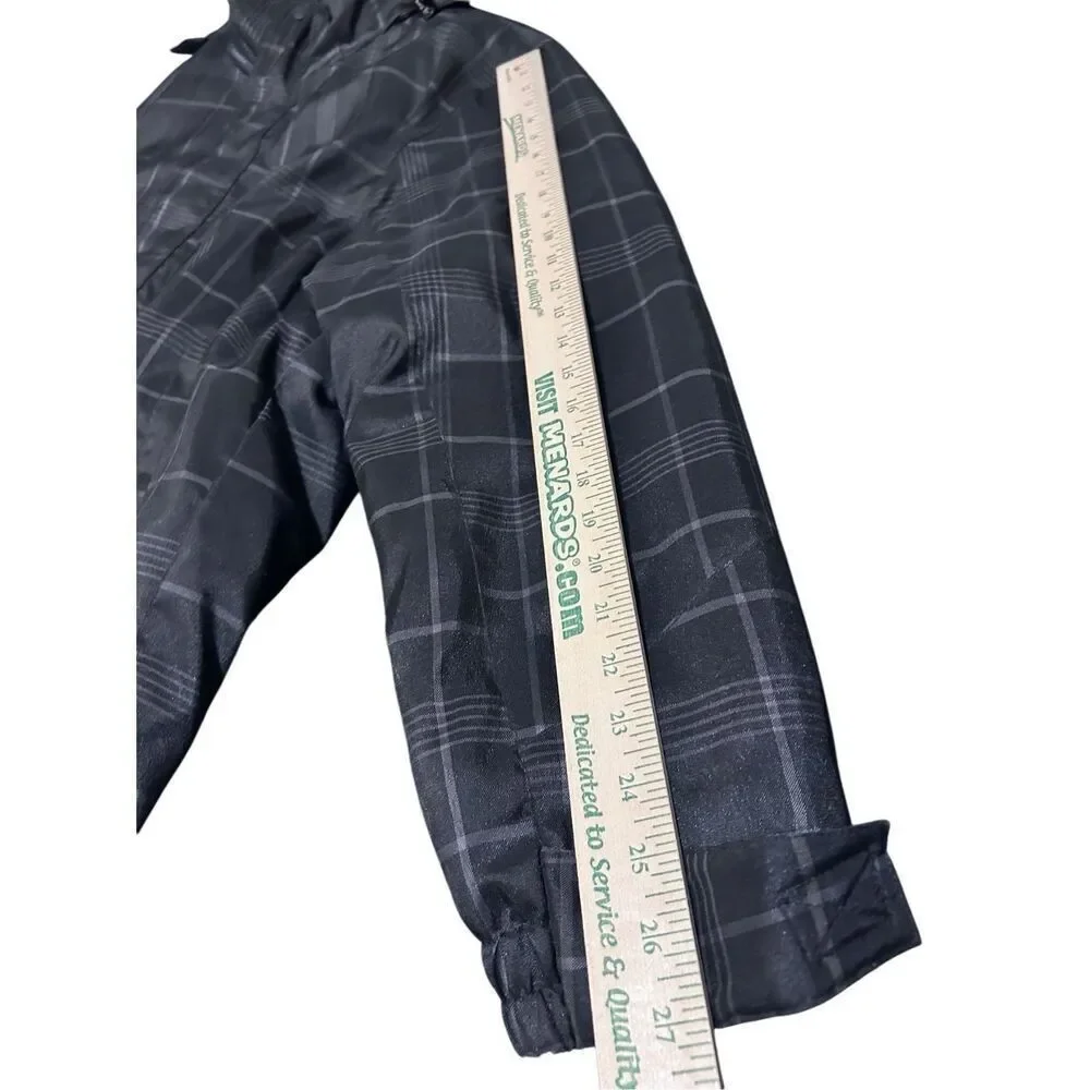 ZeroXposur Men's Size L Black/Gray Plaid Print Full Zip Winter Jacket Coat & Hoo